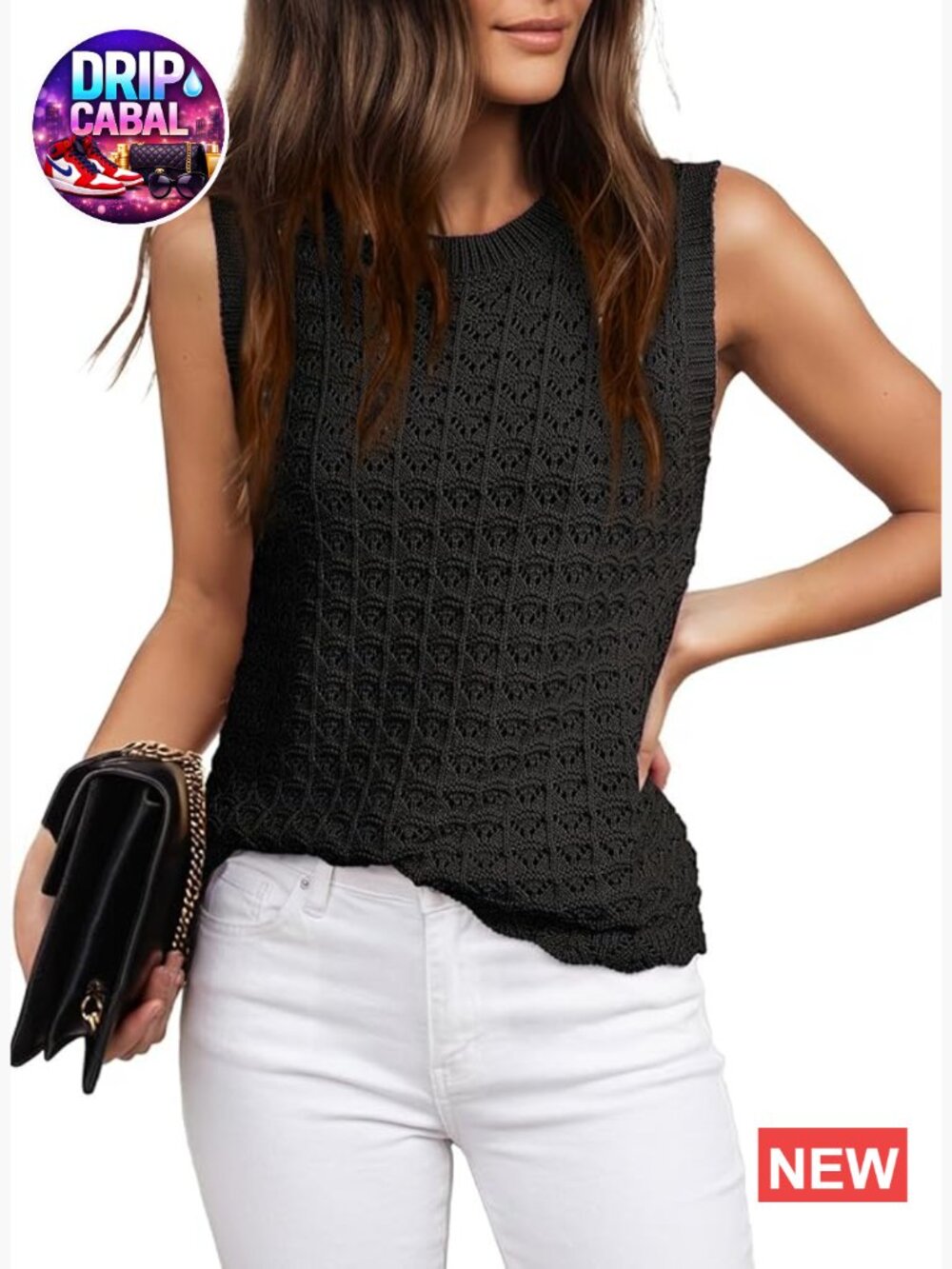 Sleeveless Crochet Sweater Vest Tank Top - Spring Summer Resort Wear